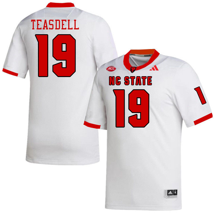 NC State Wolfpack #19 Tristan Teasdell College Football Jerseys Stitched-White NC State Wolfpack #19 Tristan Teasdell College Football Jerseys Stitched-White